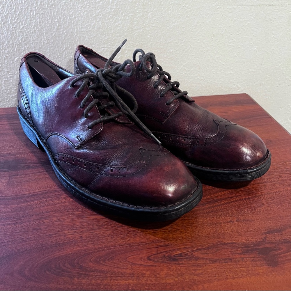 Born BOC Men 10.5 Brogue Wing Tip Oxfords Brown Distressed Leather Dress Shoes - Picture 8 of 15